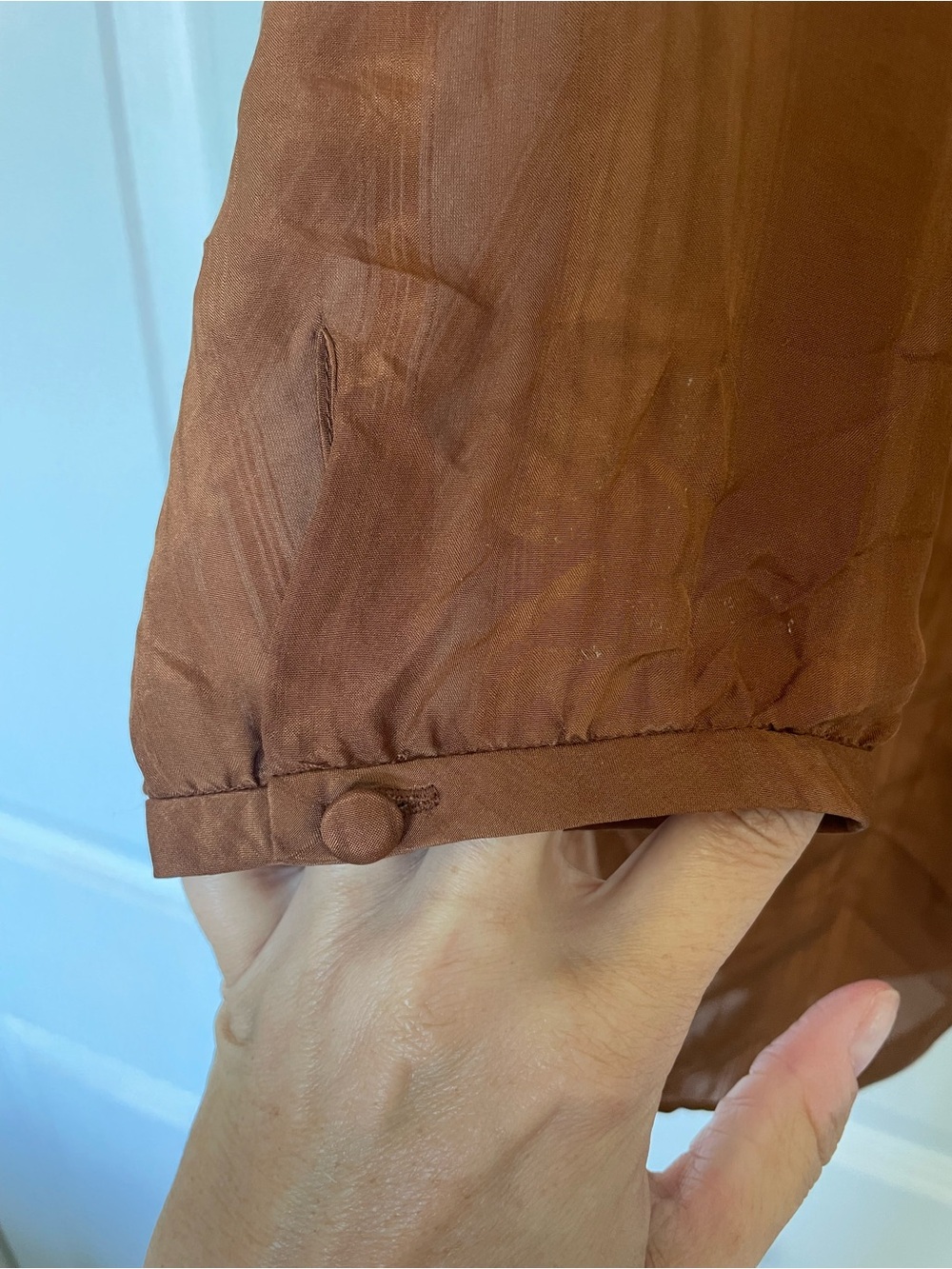 Banana Republic Rust-Brown Silk Button-Front Tunic- Petite Medium - Picture 4 of 12